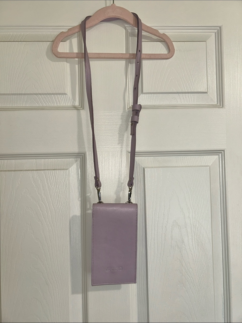 Lilac genuine leather Crossbody Phone Bag - Women
